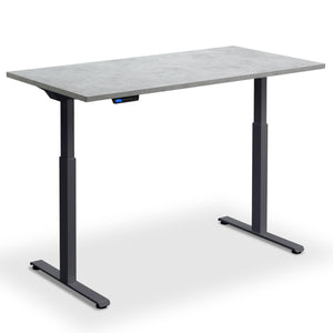 90cm wide standing desk light concrete top anthracite frame front view