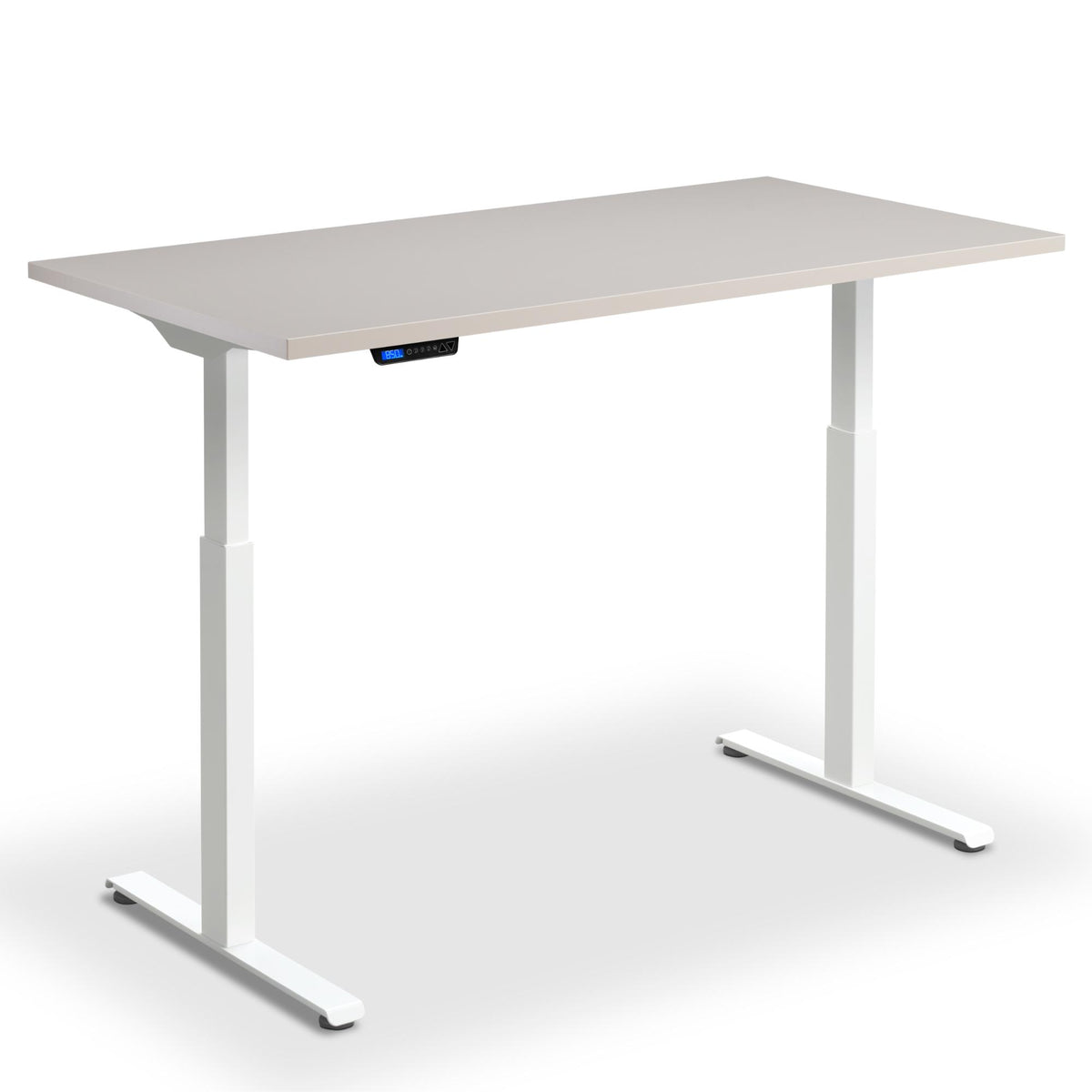 90cm standing desk cashmere top white frame front view