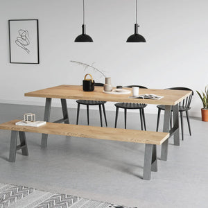 A Frame Legs - Raw Steel - 71cm x 78cm Industrial Legs - Front View Dining Table Setup