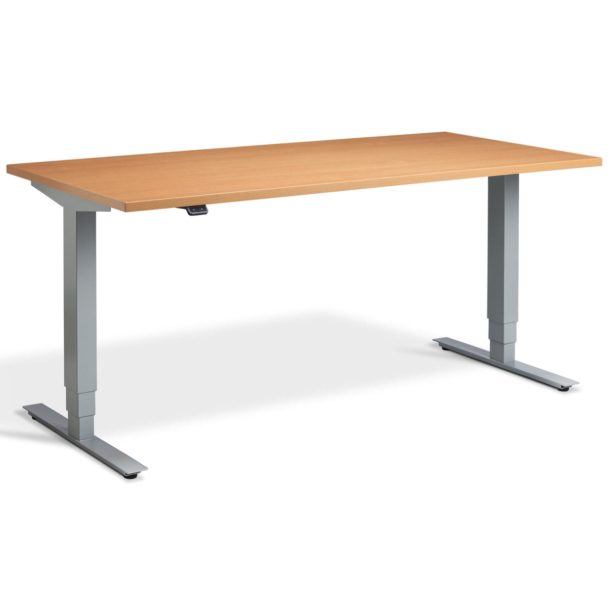 Adjustable Computer Desk - Masta Desk - Silver Frame - Beech Top - Studio Image