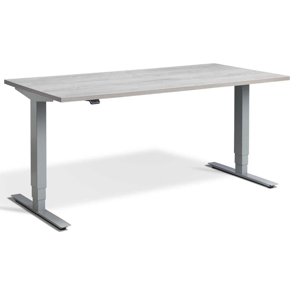 Adjustable Computer Desk - Masta Desk - Silver Frame - Cascina Pine Top - Studio Image