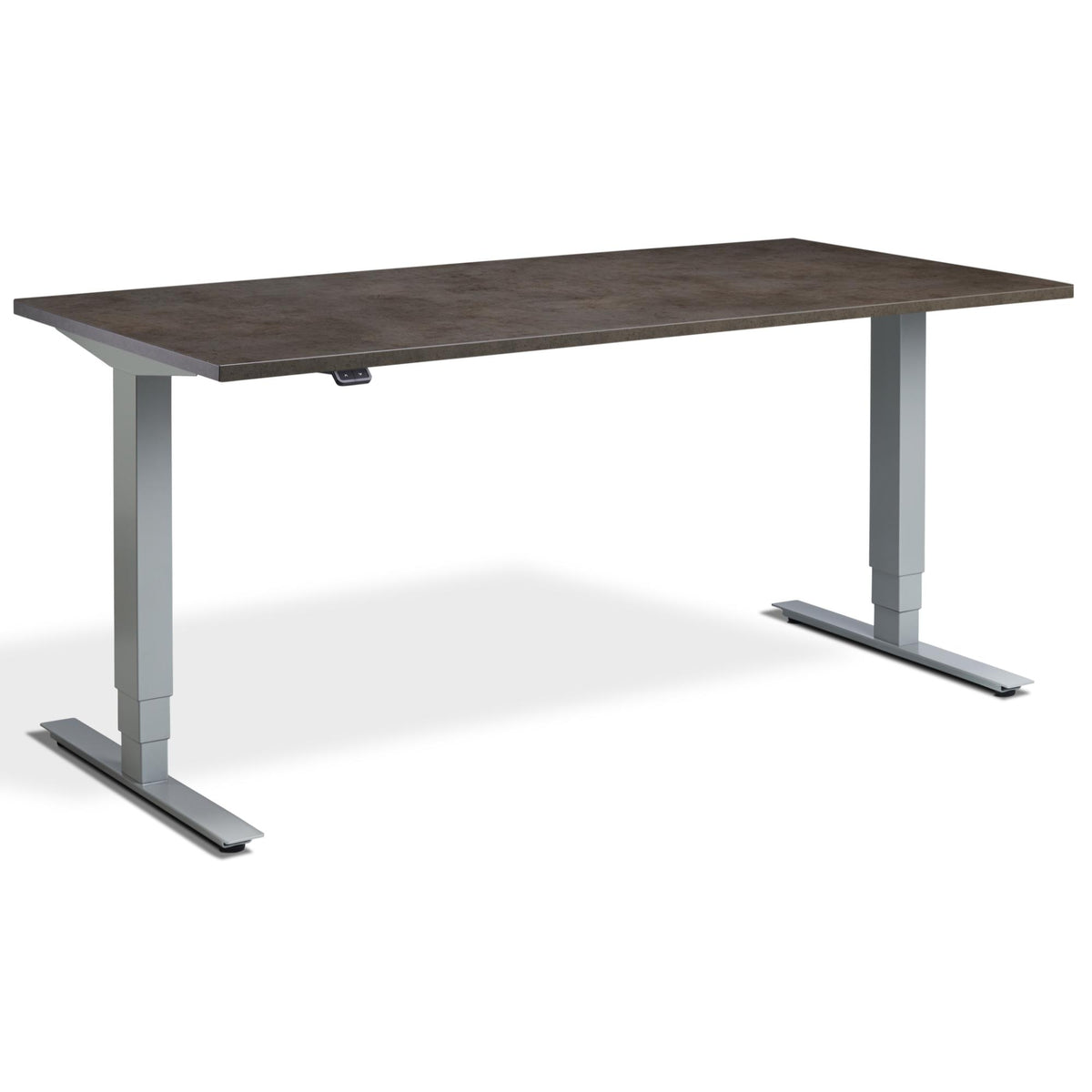 Adjustable Computer Desk - Masta Desk - Silver Frame - Dark Concrete Top - Studio Image