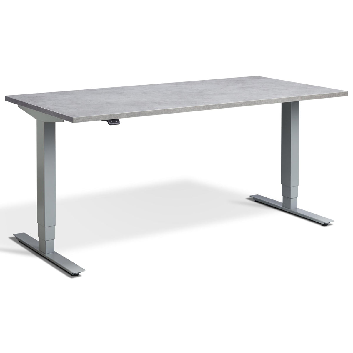 Adjustable Computer Desk - Masta Desk - Silver Frame - Light Concrete Top - Studio Image