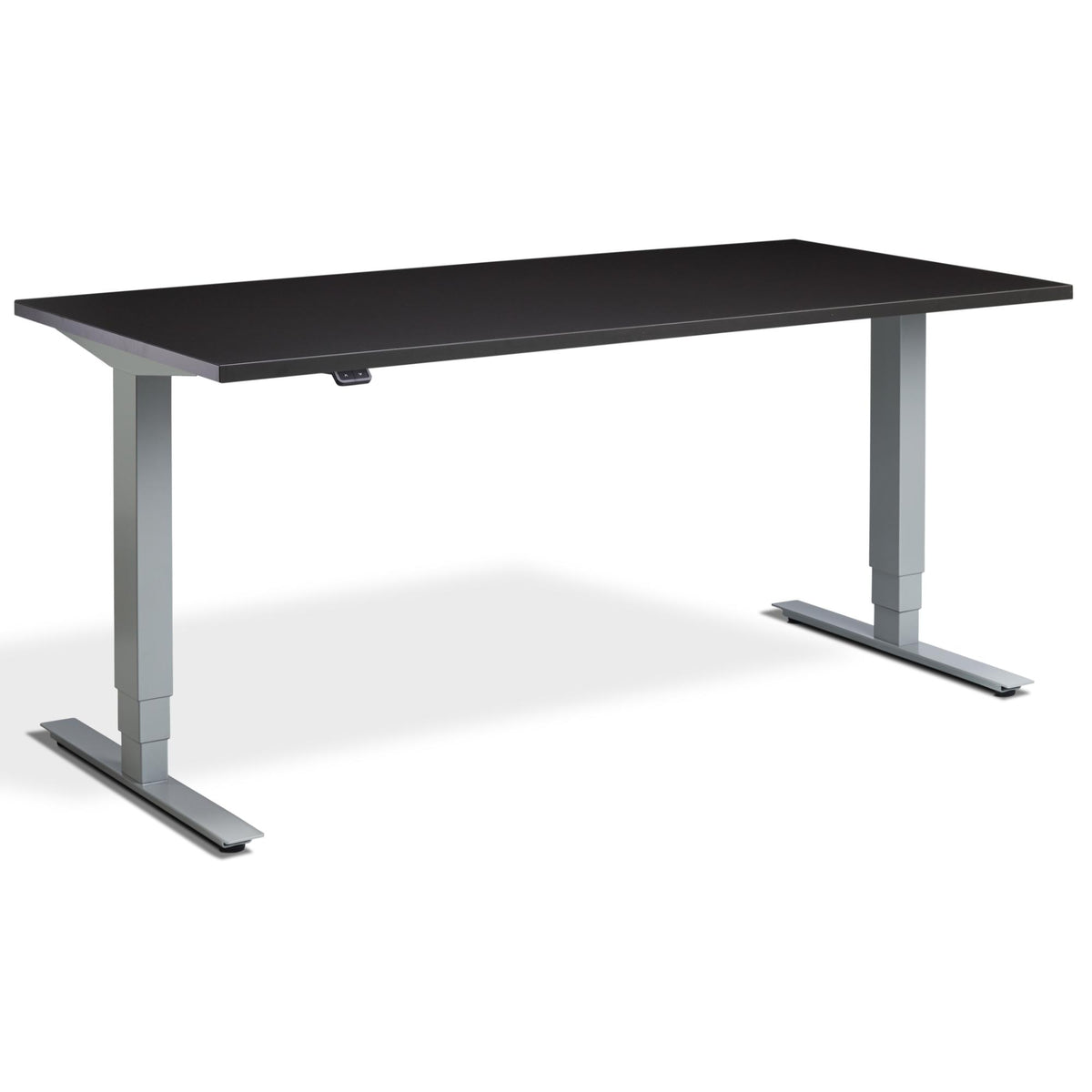 Adjustable Computer Desk - Masta Desk - Silver Frame - Soft Black Top - Studio Image
