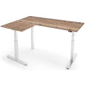 Adjustable Corner Desk - Rize-Corner - White Frame - Timber Top - Studio Image