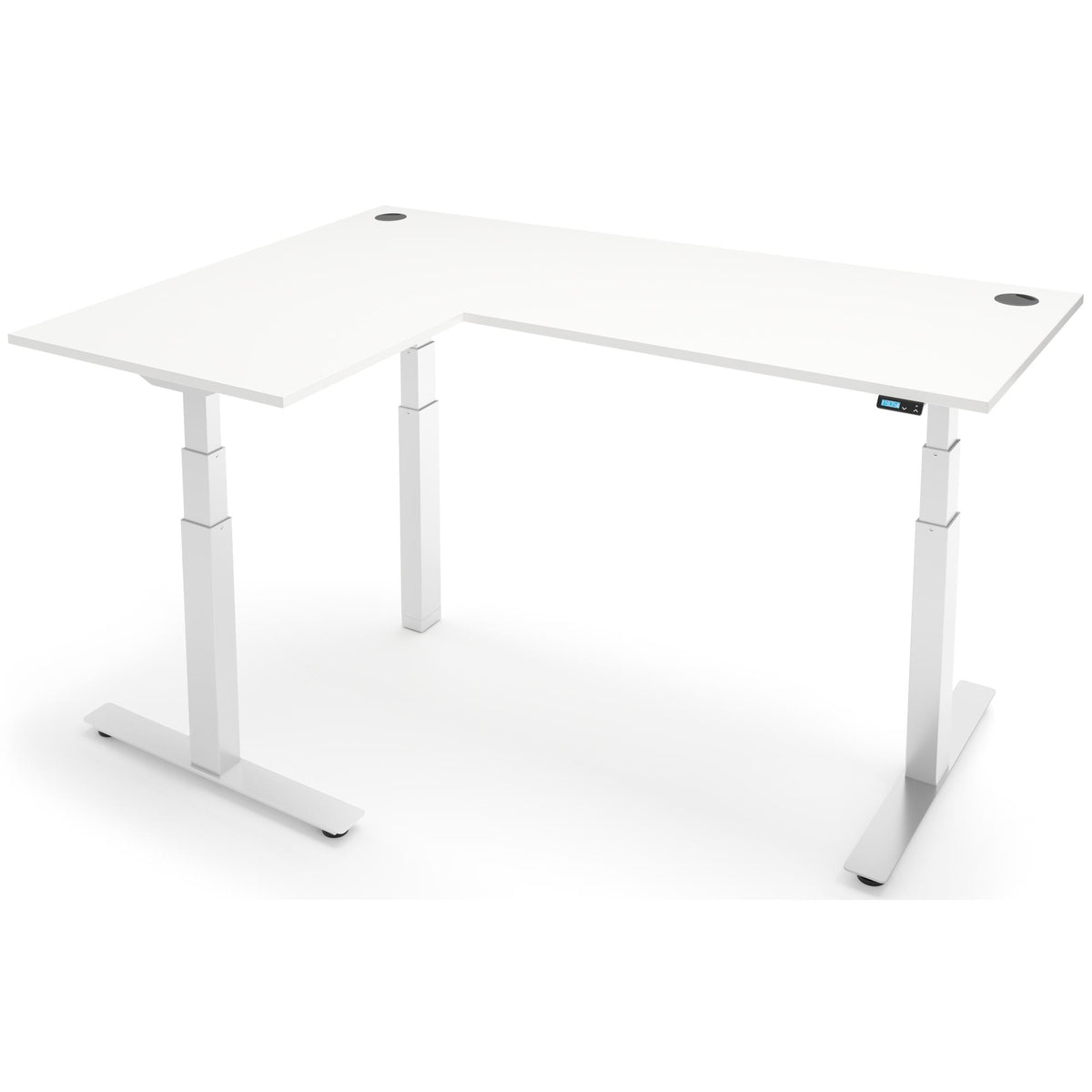 Adjustable Corner Desk - Rize-Corner - White Frame - White Top - Studio Image