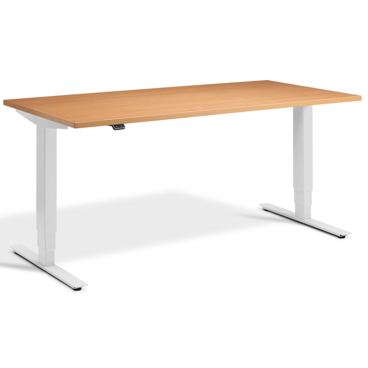 Adjustable Height Computer Desk - Masta Desk - Light Grey Frame - Beech Top - Studio Image