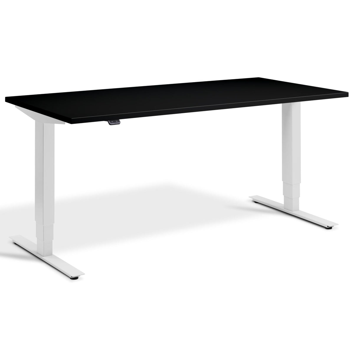 Adjustable Height Computer Desk - Masta Desk - Light Grey Frame - Black Top - Studio Image