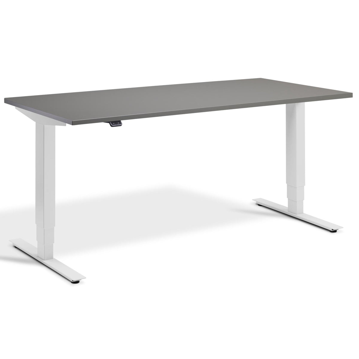Adjustable Height Computer Desk - Masta Desk - Light Grey Frame - Graphite Top - Studio Image