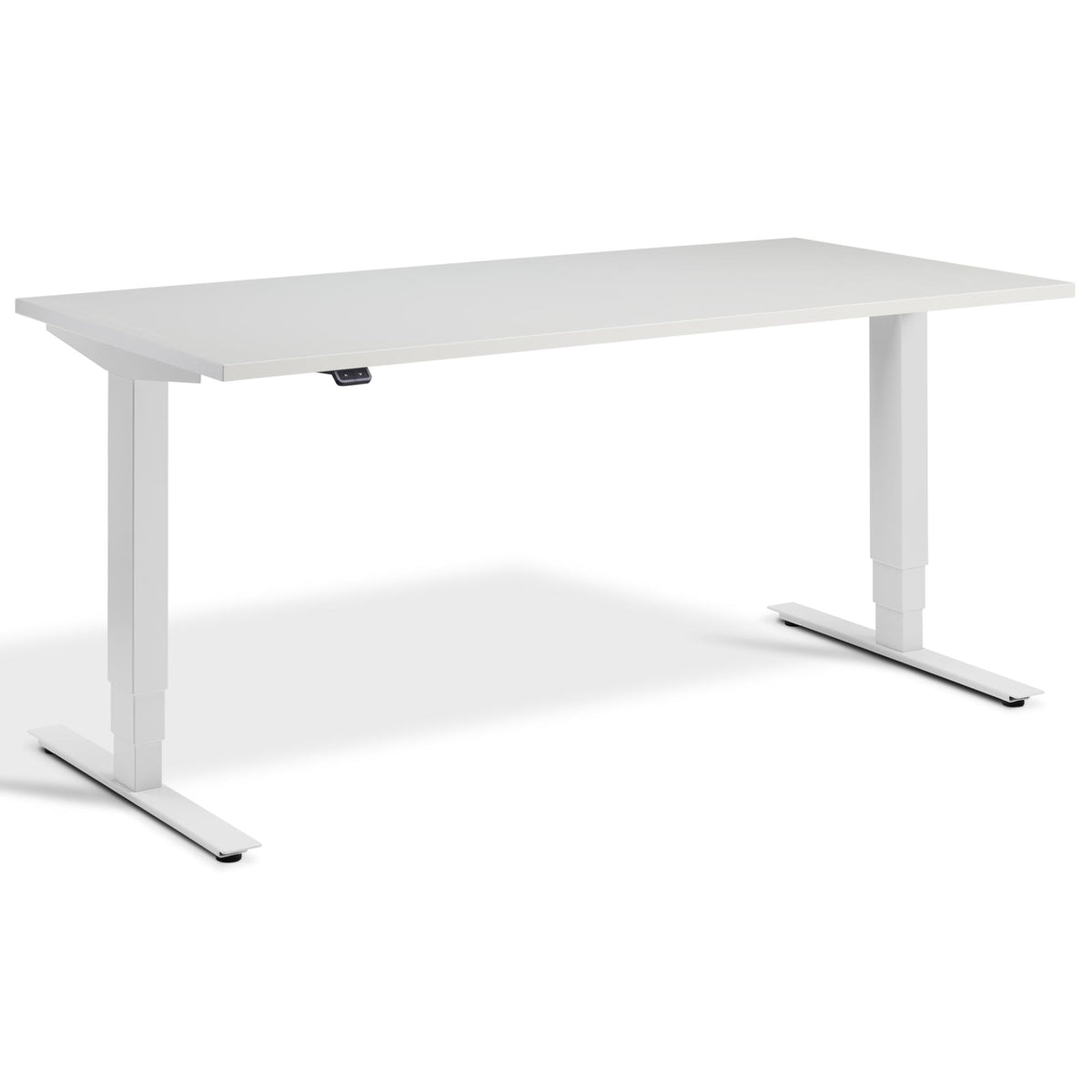 Adjustable Height Computer Desk - Masta Desk - Light Grey Frame - Light Grey Top - Studio Image