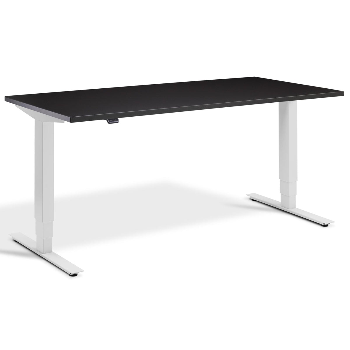 Adjustable Height Computer Desk - Masta Desk - Light Grey Frame - Soft Black Top - Studio Image