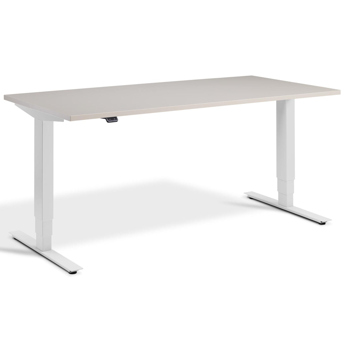 Advance Sit Stand Desk - Light Grey Frame - Cashmere Top - Studio Image