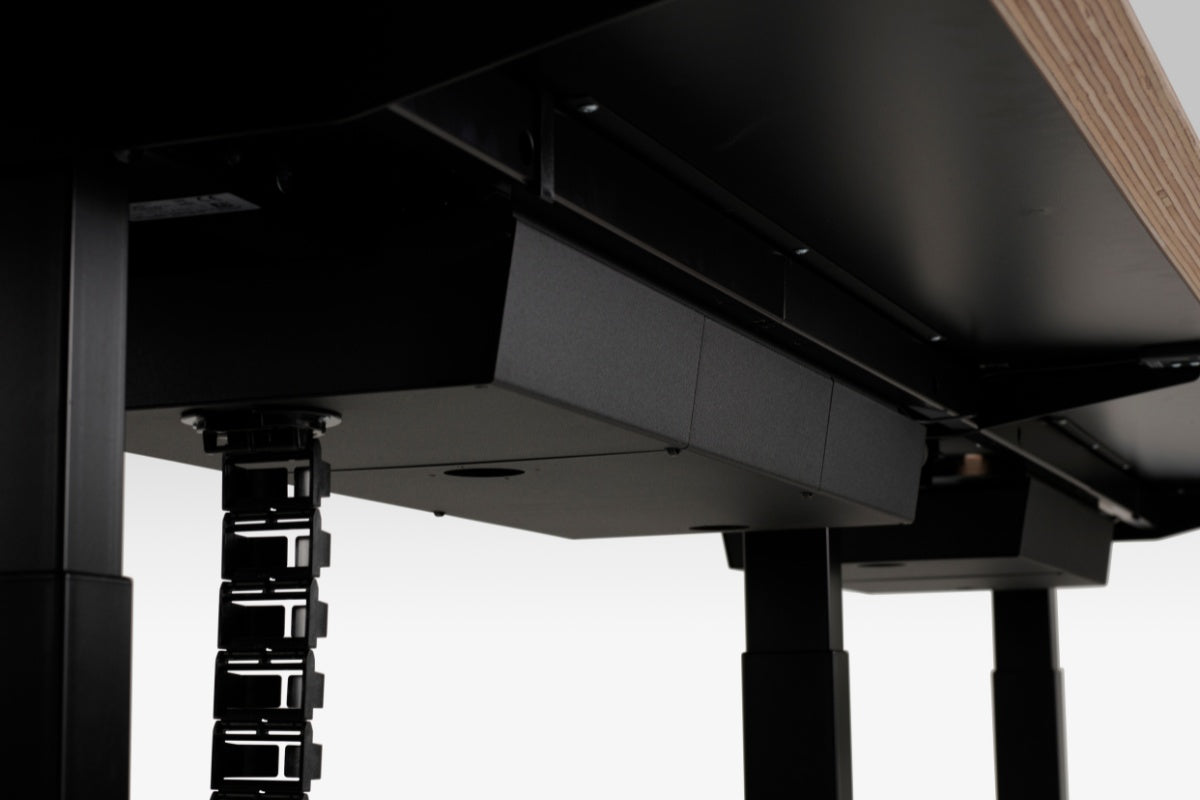 Altura Luxe Cable Tidy Tray - 800mm - Black Colour - Installed Under the Table - Side View