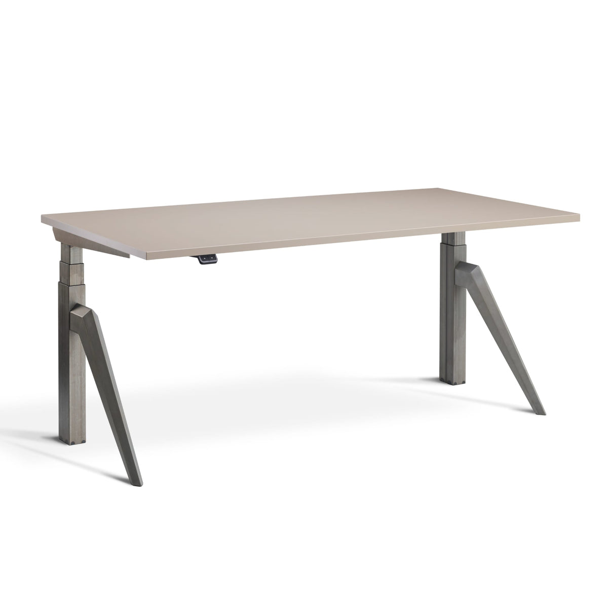 Designer standing desk - Raw Steel  Frame and Stone Desk Top, view from the front