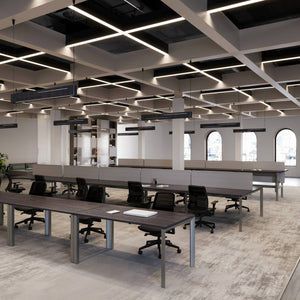 Bench Desk for 8 People - Firmo Multiple Desks - Anthracite Frame - Office Setup - Front Side View