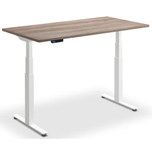 Bicycle with Desk - Rize Spin - White Frame - Grey Nebraska Oak Top - Studio Image