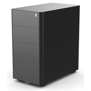 Black Moda L under desk pedestal with three drawers and lock