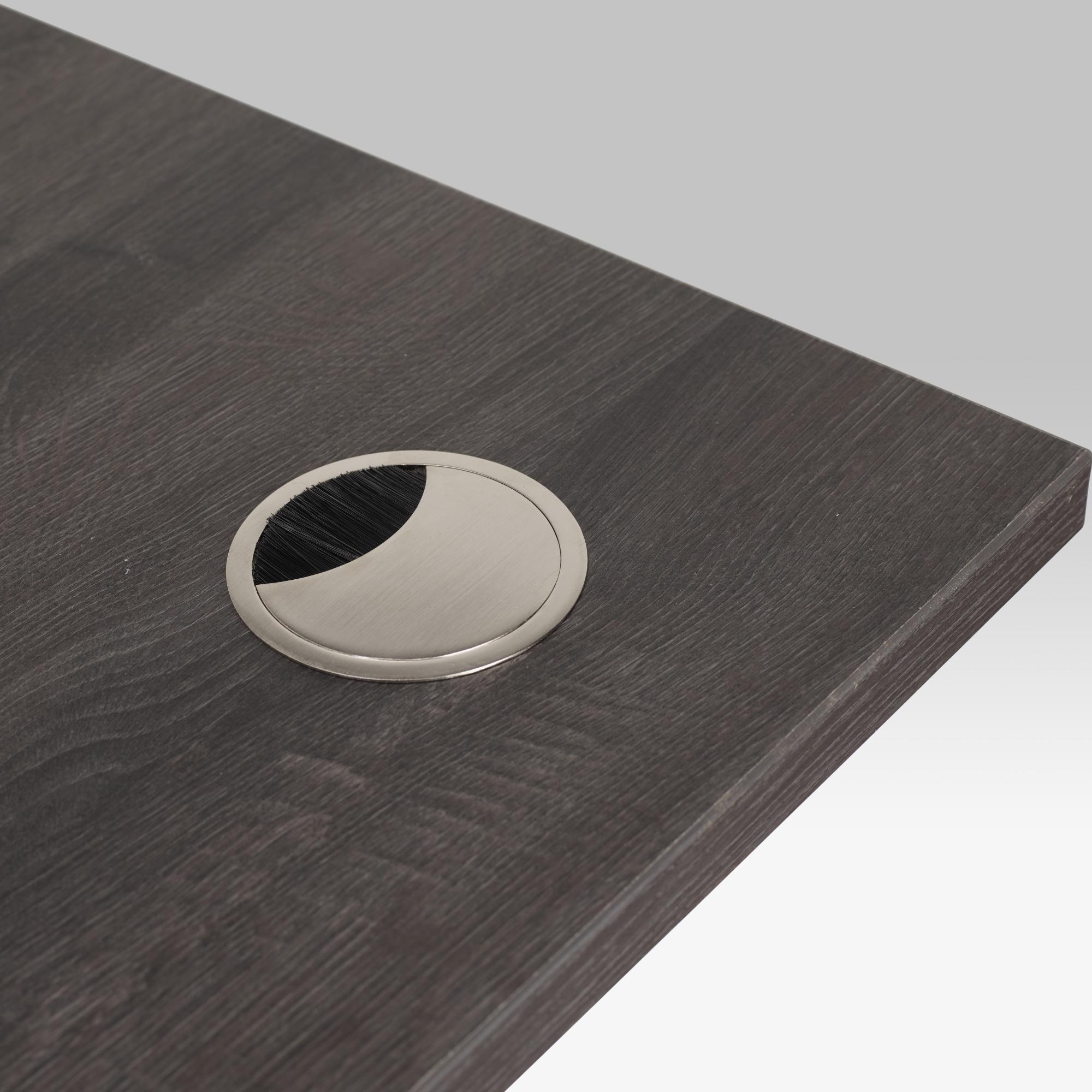 Brushed Nickel Cable Port Cover – Installed on the Top Corner of the Table