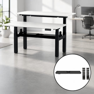 Cable Management System for Rize Twin shown under a dual standing desk