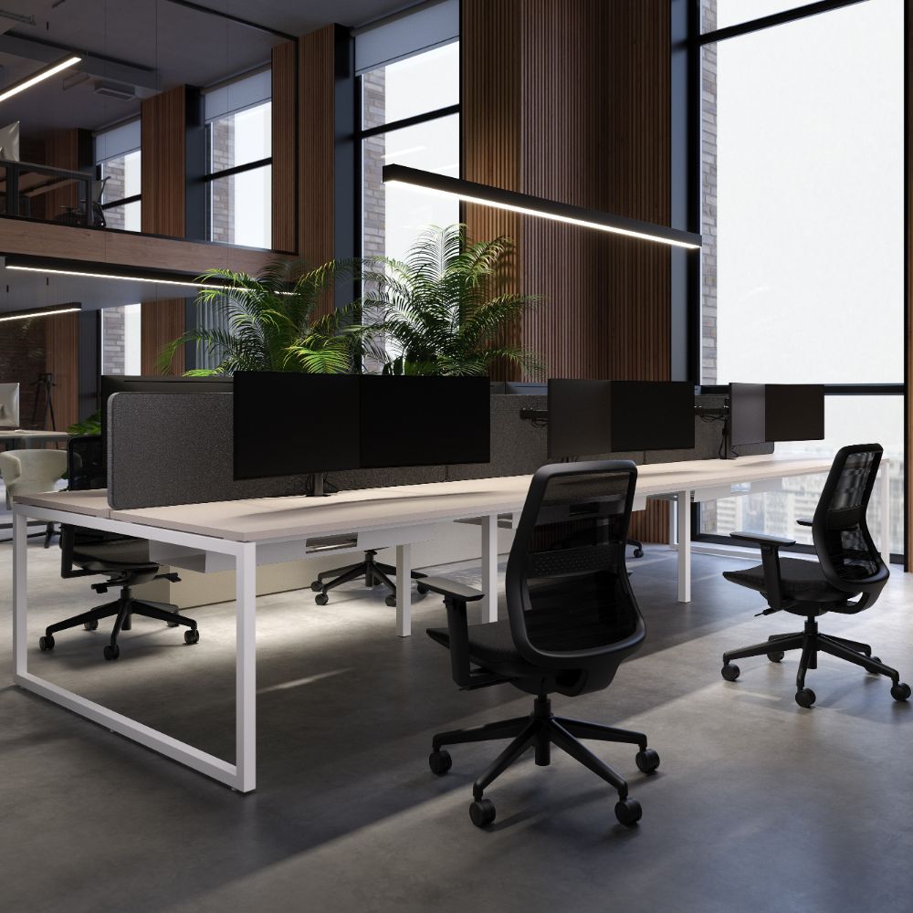 Computer Desk for 6 People - Lanto Combined Desks with Monitors Office Setup