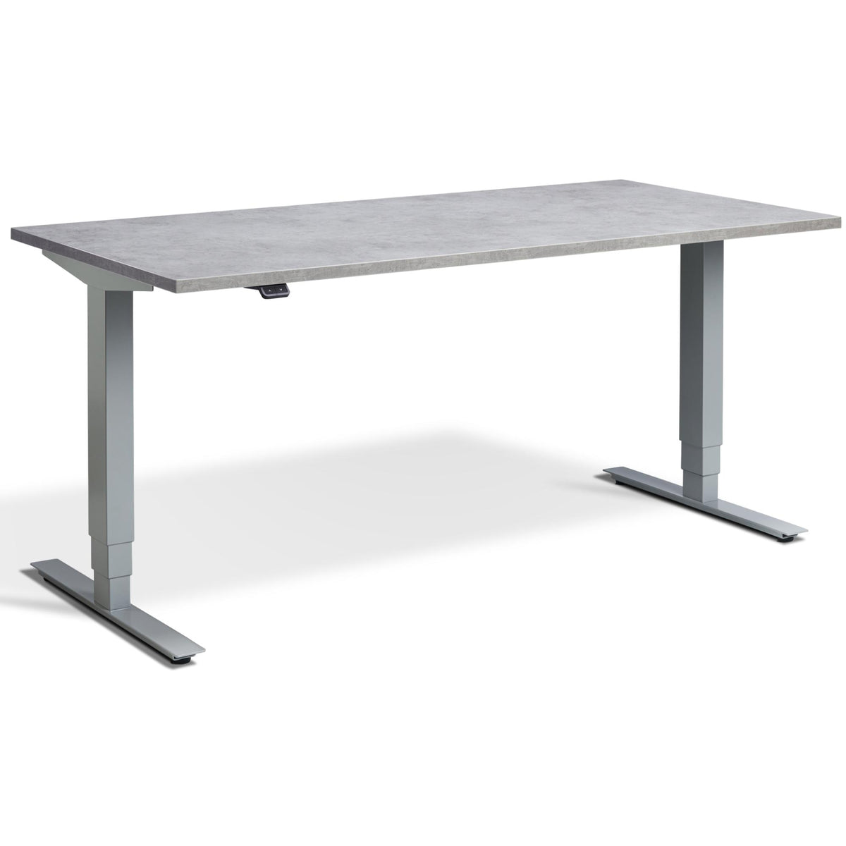 Concrete Adjustable Desk - Masta Desk - Light Concrete Top - Silver Frame - Studio Image
