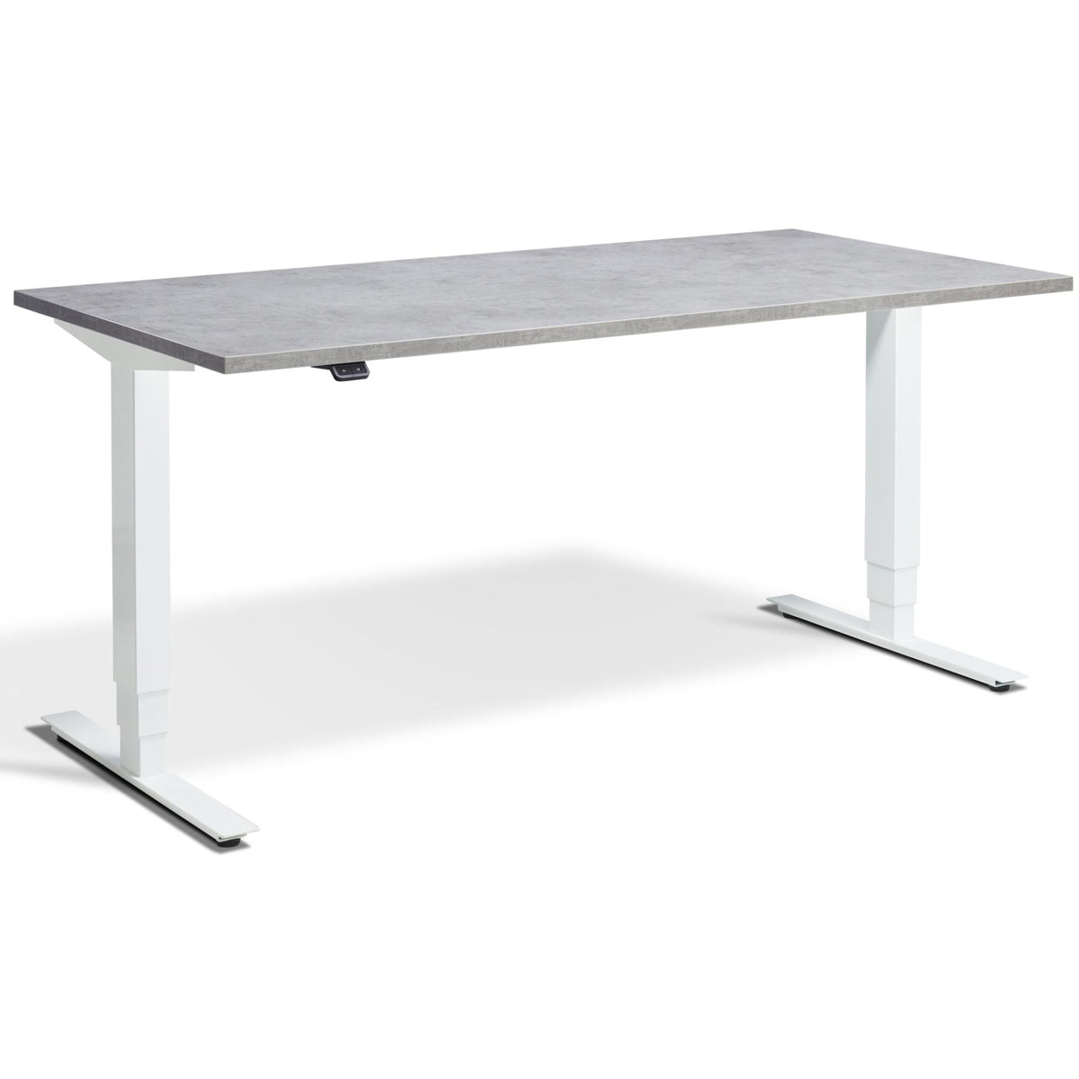 Concrete Height Adjustable Desk - Masta Desk - Light Concrete Top - White Frame - Studio Image