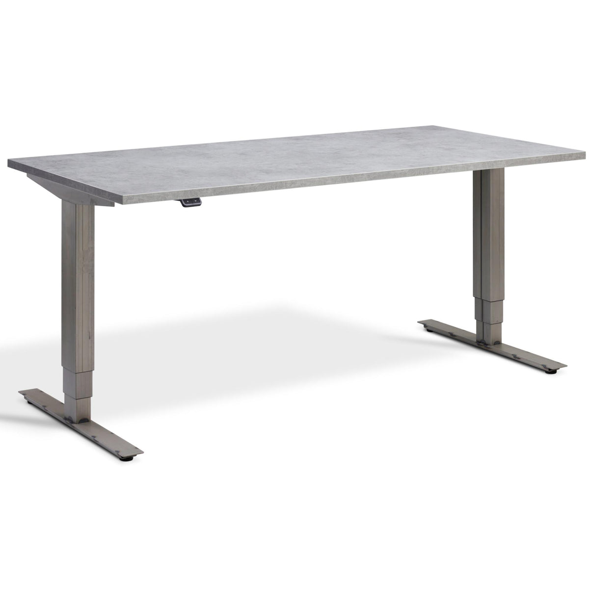 Concrete Sit Stand Desk - Masta Desk - Light Concrete Top - Raw Steel Frame - Studio Image