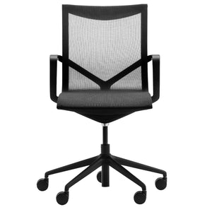 Conference chair for office – straight front view with Y-frame backrest detail