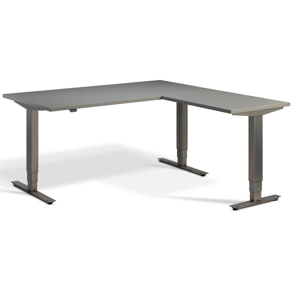 Corner Industrial Style Sit Stand Desk - Smyth - Graphite Top - Studio Image
