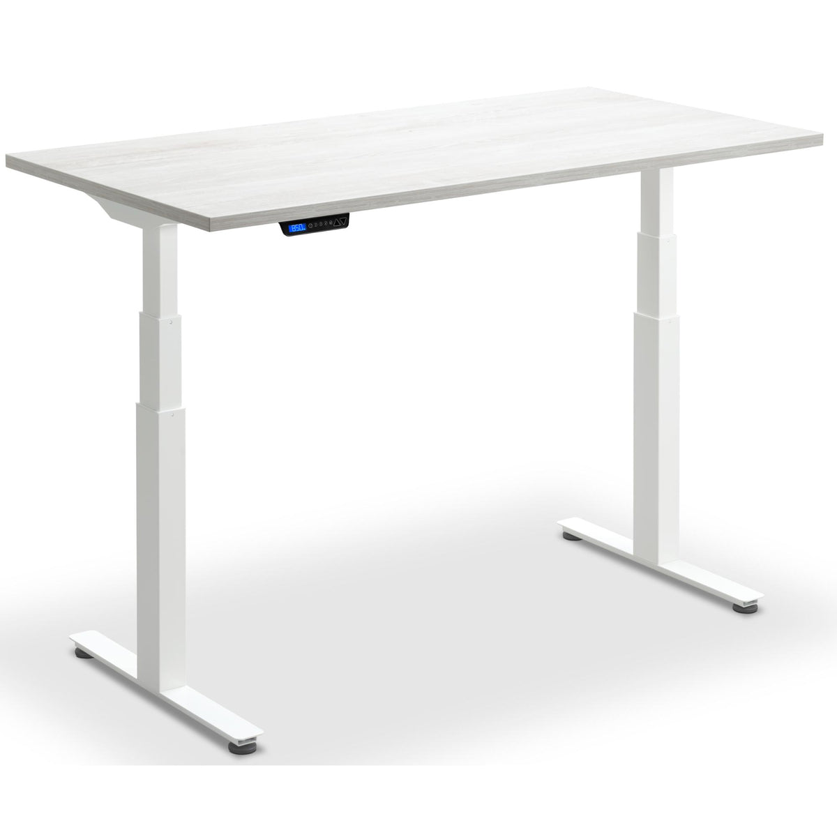 Custom Size Height Adjustable Desk - Rize-Fit - White Frame - Cascina Pine Top - Studio Image
