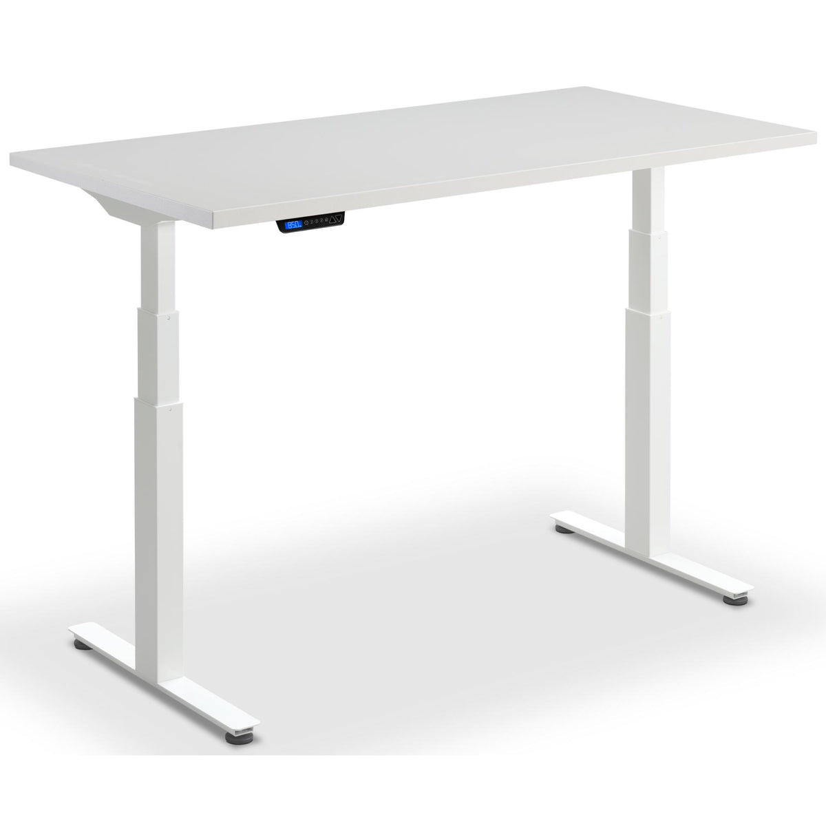 Custom Size Height Adjustable Desk - Rize-Fit - White Frame - Light Grey Top - Studio Image