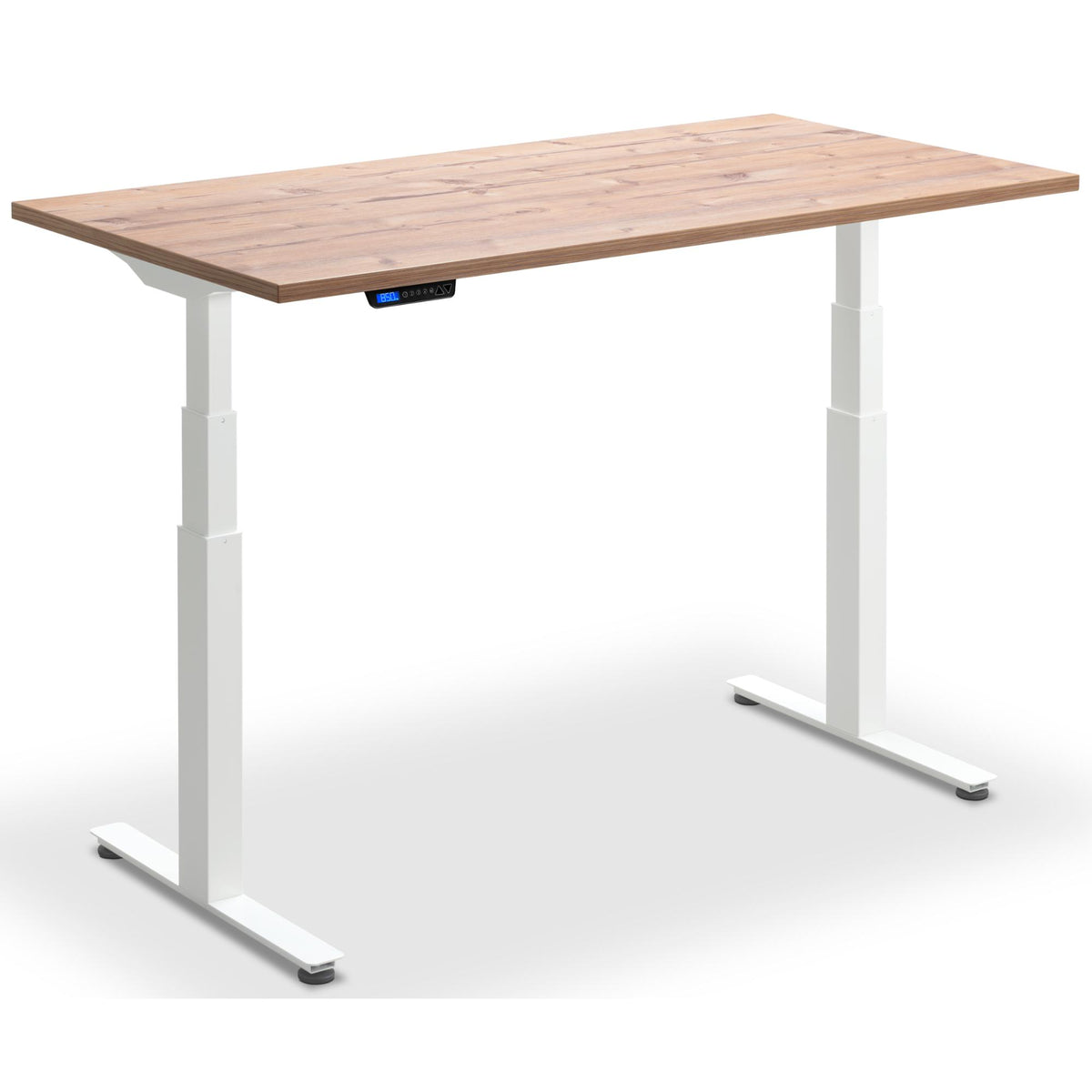 Custom Size Height Adjustable Desk - Rize-Fit - White Frame - Timber Top - Studio Image