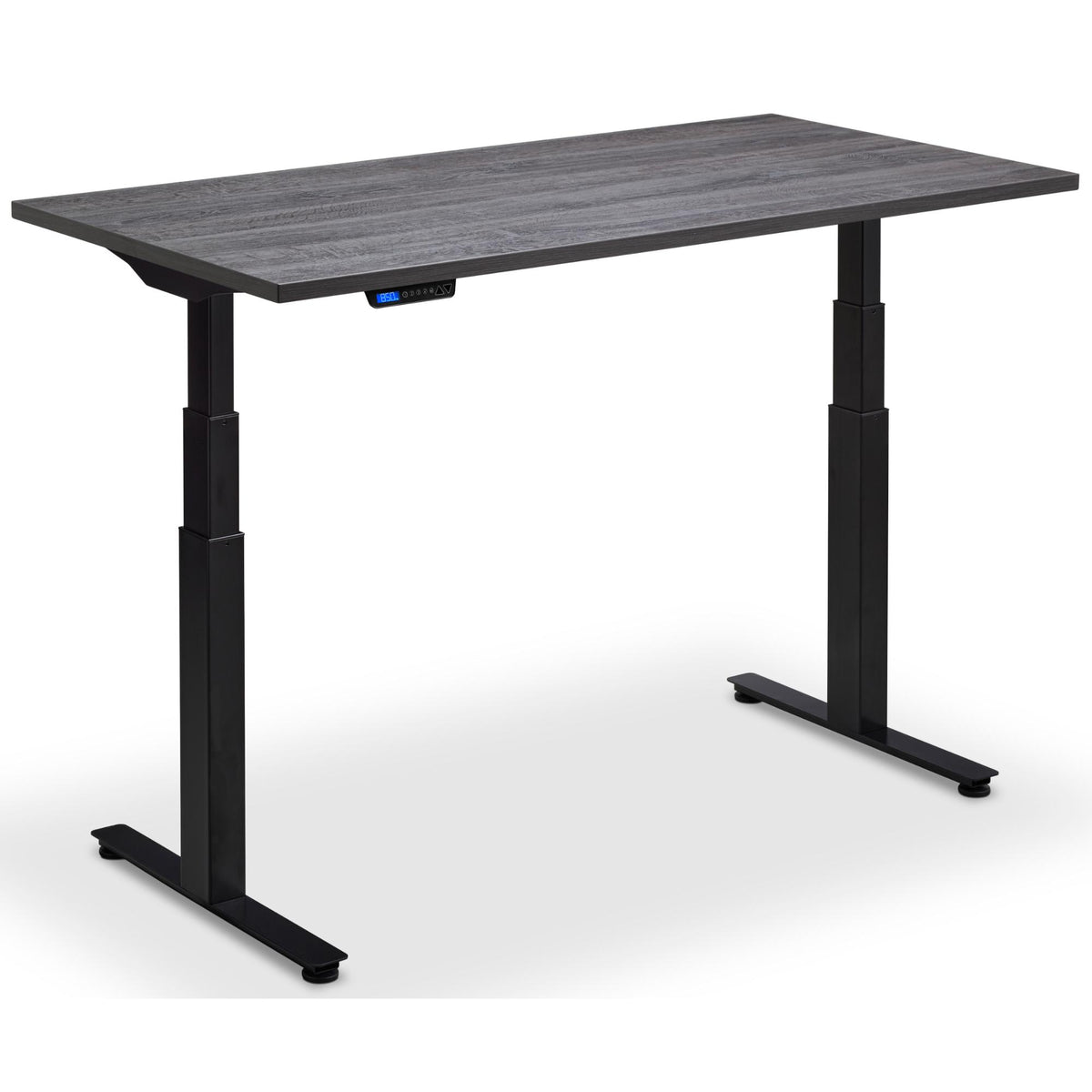 Custom Size Standing Desk - Rize-Fit - Black Frame - Anthracite Sherman Oak Top - Studio Image