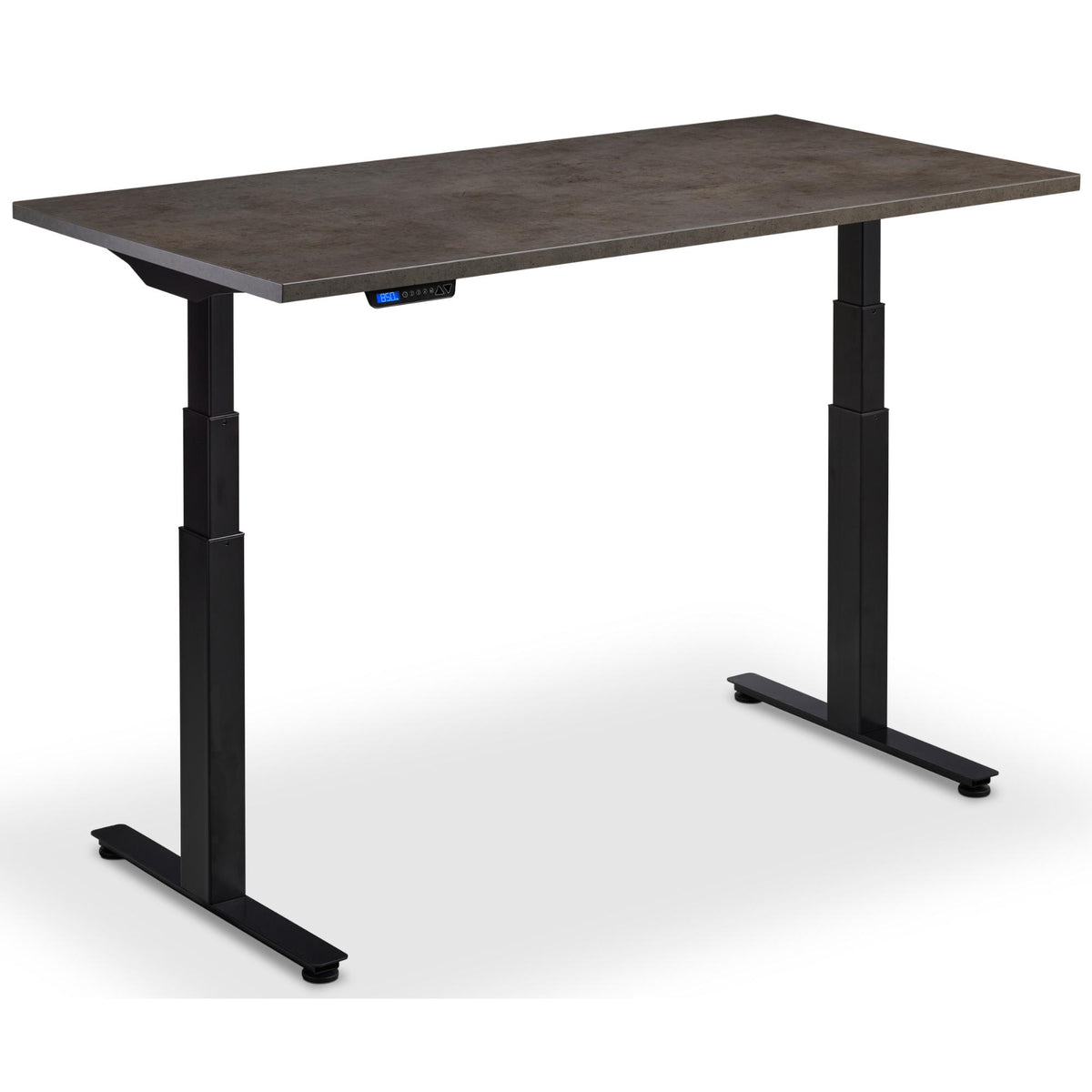 Custom Size Standing Desk - Rize-Fit - Black Frame - Dark Concrete Top - Studio Image