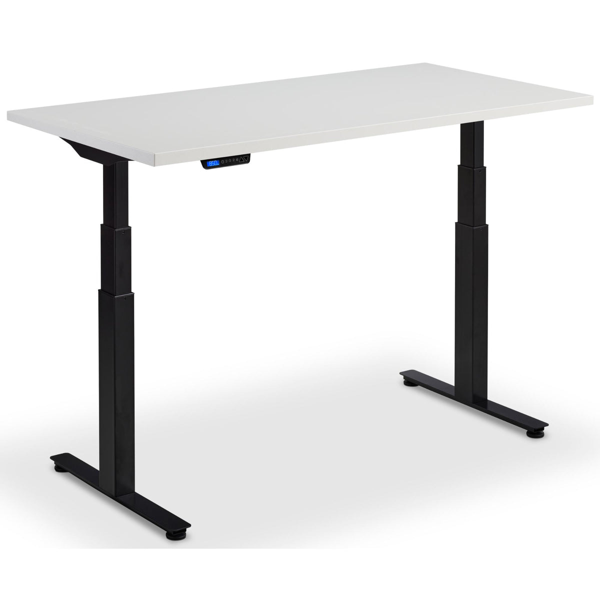 Custom Size Standing Desk - Rize-Fit - Black Frame - Light Grey Top - Studio Image