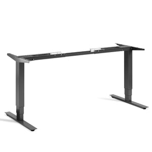 Height adjustable desk frame in dark grey - the Masta shown from the front