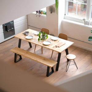 Desk Frame Metal - Showing the Leg Frame and Table Top with Chairs - Black Colour