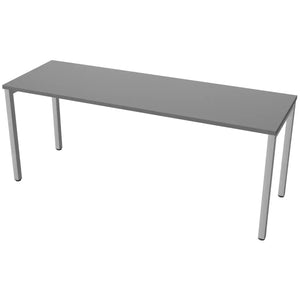Desk 180cm wide with 60cm depth, graphite top and silver frame