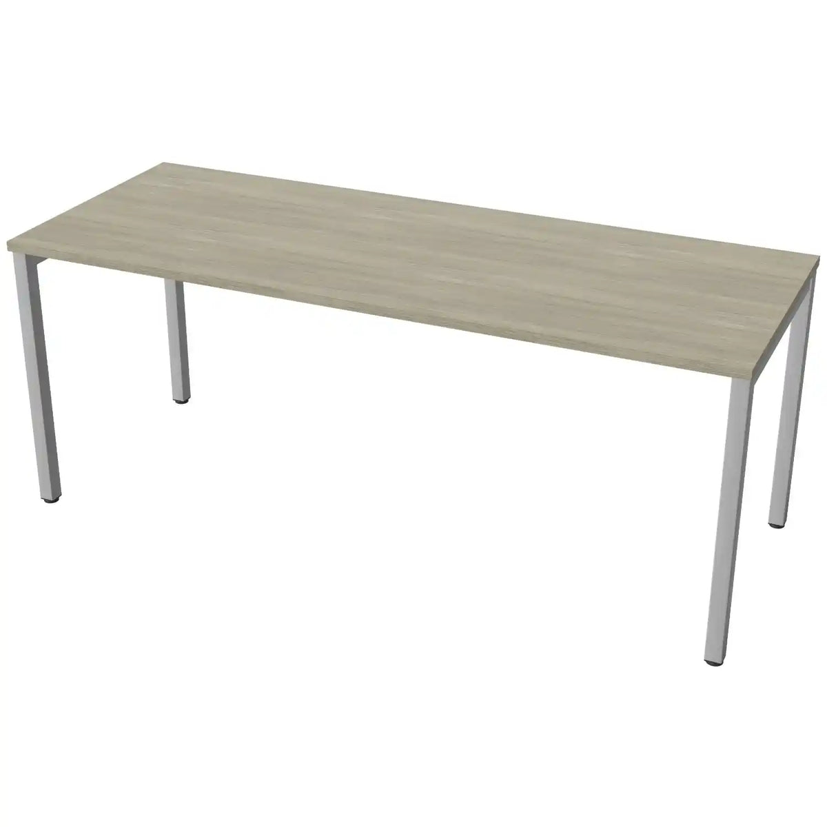 Desk 180cm wide with 70cm depth, Arctic Oak top and silver frame