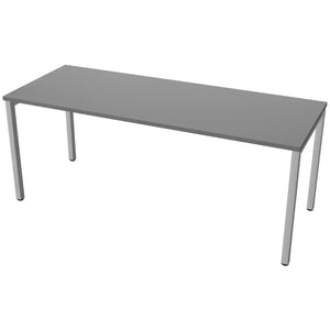 Desk 180cm wide with 70cm depth, graphite top and silver frame