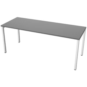 Desk 180cm wide with 70cm depth, graphite top and white frame