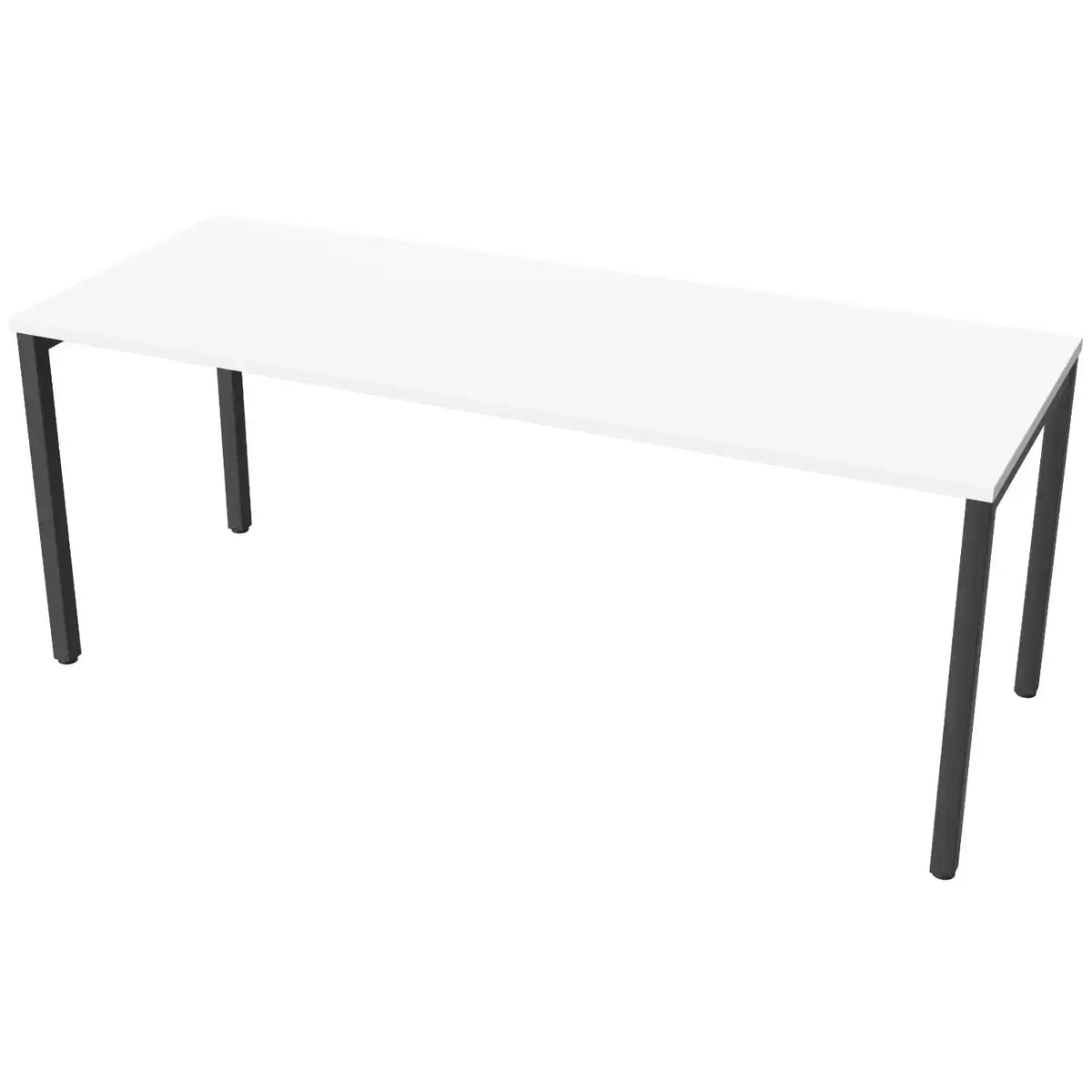 Desk 180cm wide with 70cm depth, white top and black frame