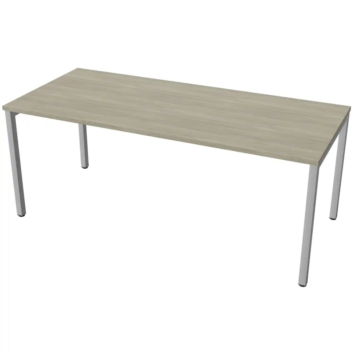 Desk 180cm wide with 80cm depth, Arctic Oak top and silver frame
