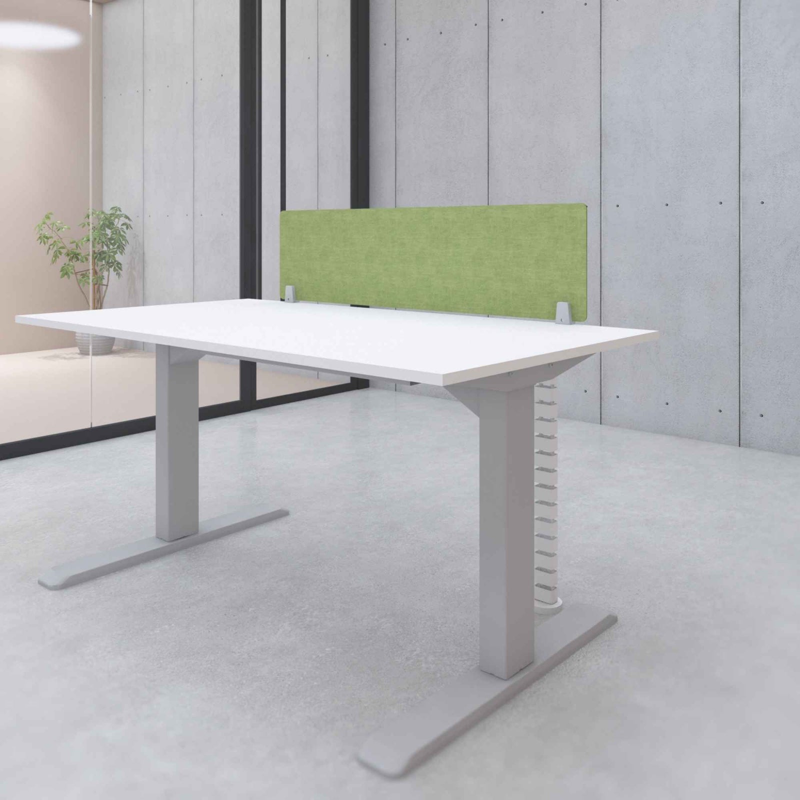 Desk Divider Panel - Green Colour - Mounted on the Desk Top