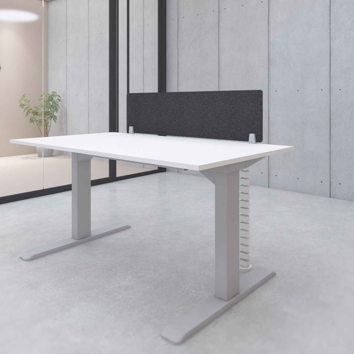 Desk Divider Privacy Panel - Black Colour - Mounted on the Desk Top