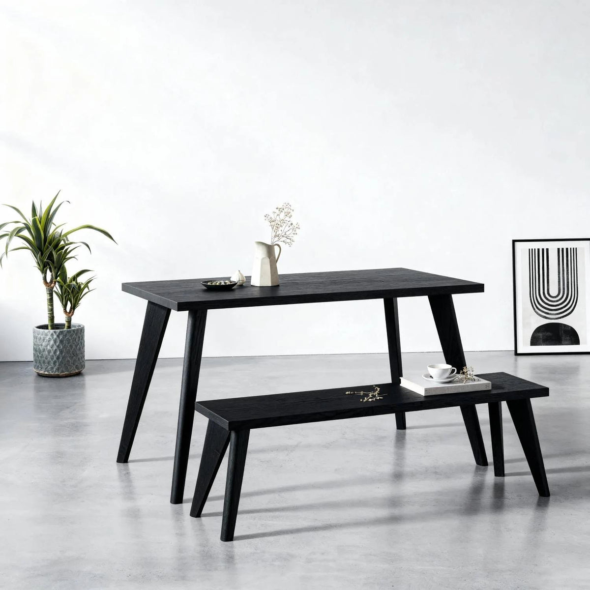 Desk Legs Wooden - Tapered Legs 71cm Black Finish - Front Right View