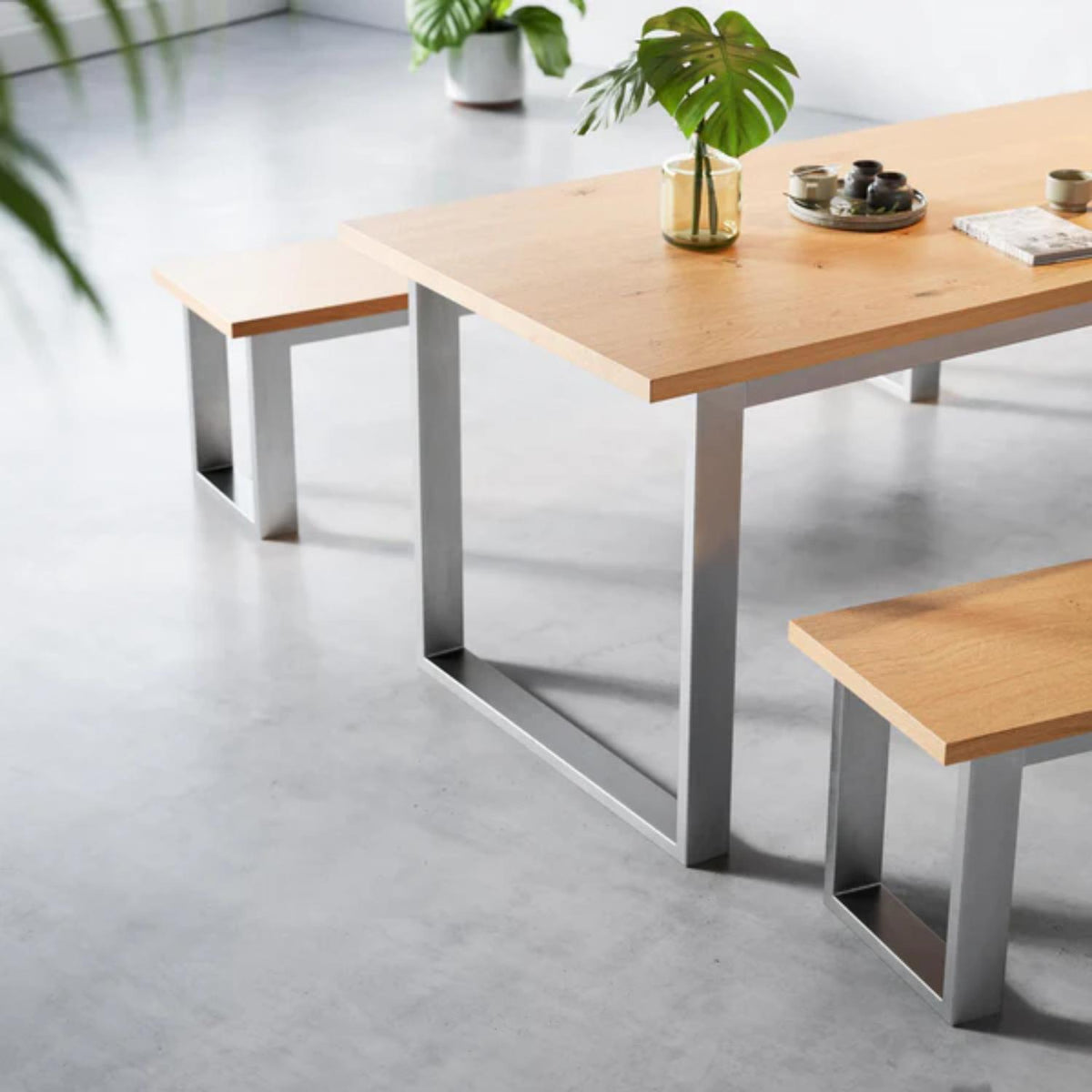 Desk Underframes - Industrial Frame - Showing the Leg Frame and Table - Clear Coat Metal