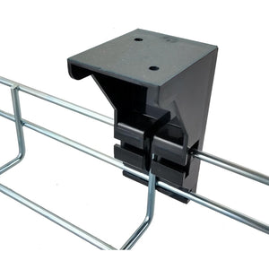 Desk mount for under desk cord basket in close up