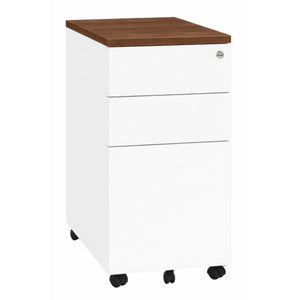 Desk pedestal wooden topper in walnut top finish, W300 x D520 x H25mm