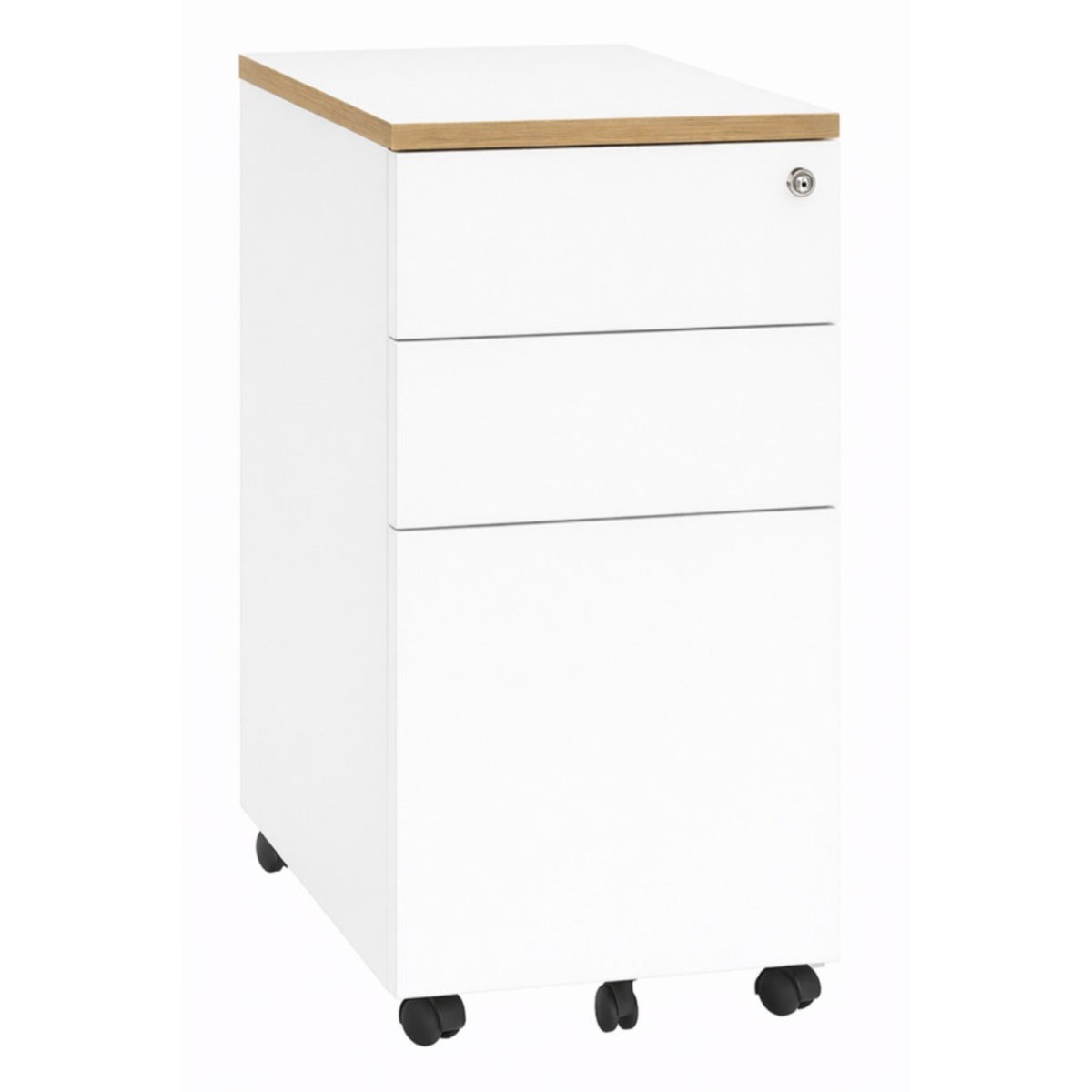 Desk pedestal wooden topper in white oak top finish, W300 x D520 x H25mm